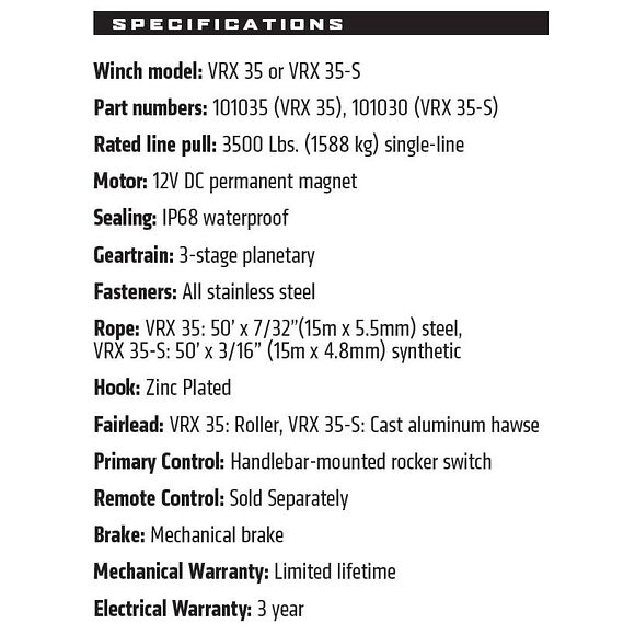 WARN Warn VRX 35 ATV Vinsch