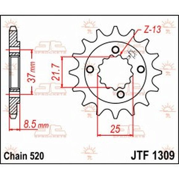 JT SPROCKETS Framdrev Dinli 450 / SMC 500 & Honda TRX400 15 Kuggar