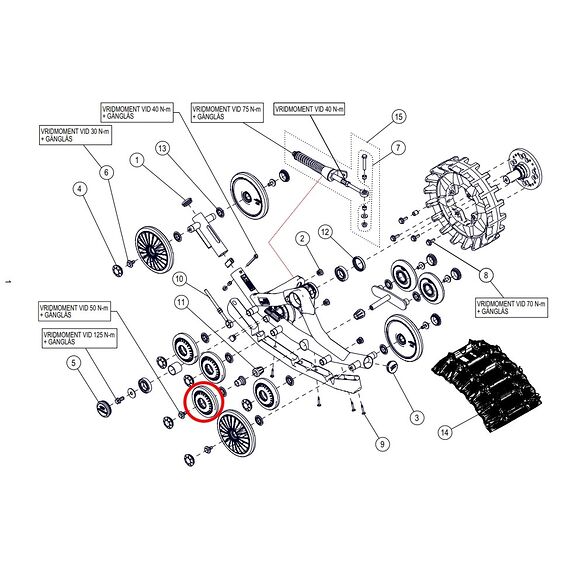 CAMOPLAST Camoplast Mellan Hjul Heavy Duty 132mm Sats
