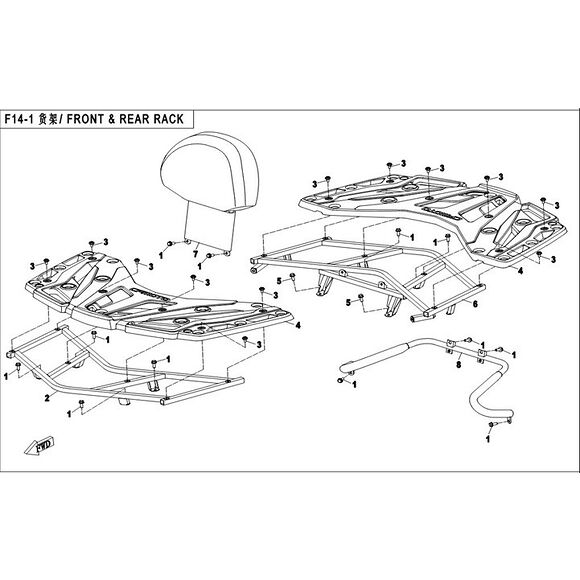 CF MOTO Täckkåpa Lastrack CF Moto 450/550/600