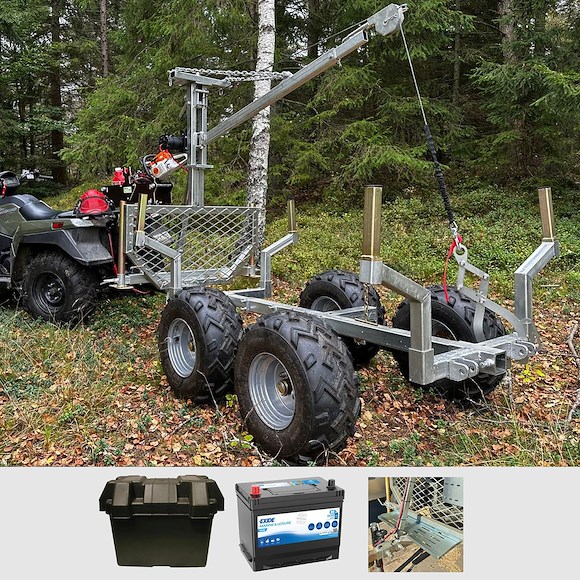 ATV-PRO ATV Timmervagn med Kran och Elvinsch