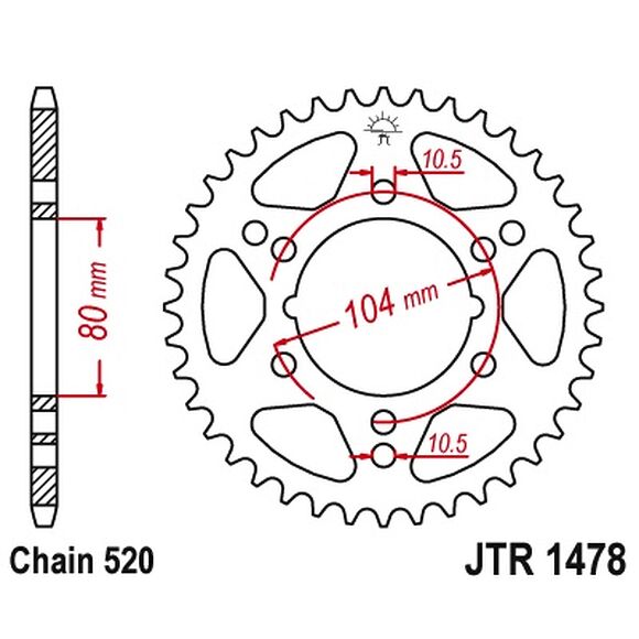 JT SPROCKETS Bakdrev 38 kuggars Polaris
