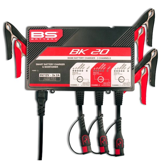BS Batterier Batteriladdare BK20 6/12V 3x2A ATV, Moped & MC