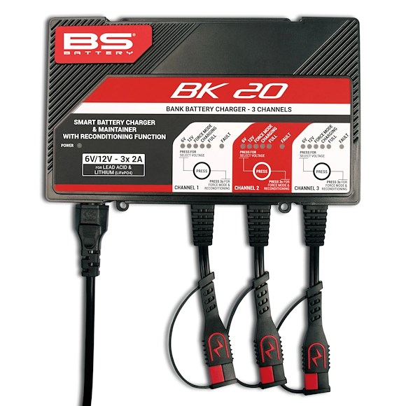BS Batterier Batteriladdare BK20 6/12V 3x2A ATV, Moped & MC