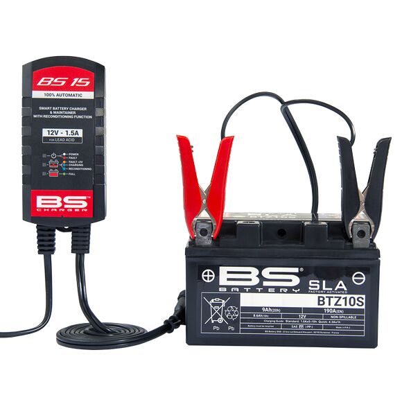 BS Batterier Batteriladdare BS15 12V 1,5A ATV,Moped & MC