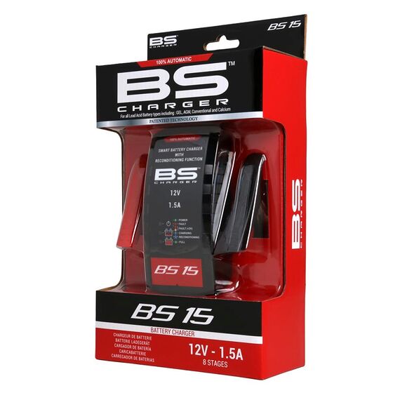 BS BATTERY Batteriladdare BS15 12V 1,5A ATV,Moped & MC