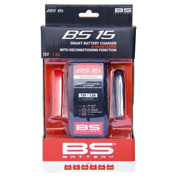 BS BATTERY Batteriladdare BS15 12V 1,5A ATV,Moped & MC