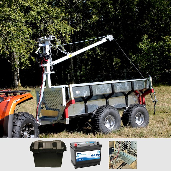 BRONCO ATV Multivagn med Kran, Elvinsch & Fritidsbatteri
