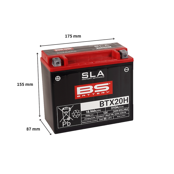 BS BATTERY BS ATV Batteri BTX20 SLA 12V (YTX20)