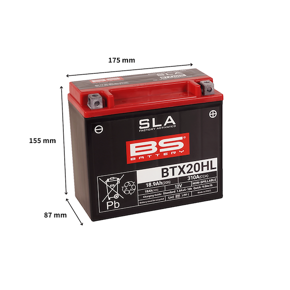 BS Batterier BS ATV Batteri BTX20HL SLA 12V (YTX20HL-BS)
