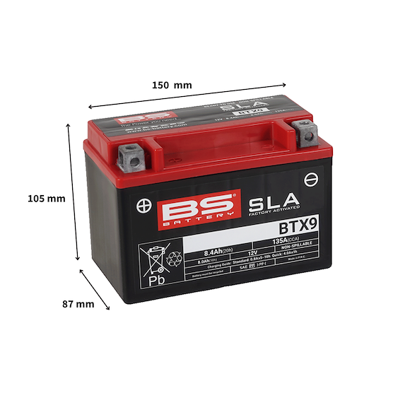 BS Batterier BS ATV Batteri BTX9 SLA 12V (YTX9-BS)