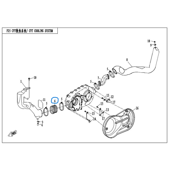 CF MOTO Slang adapter Variatorkåpa CF Moto / Goes