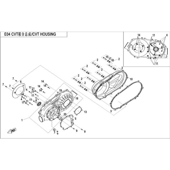 CF MOTO Packning Främre Variatorn CF-Moto 450/520/550