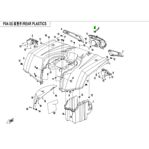 CF MOTO Gummiband för baklampa CF Moto 450/520