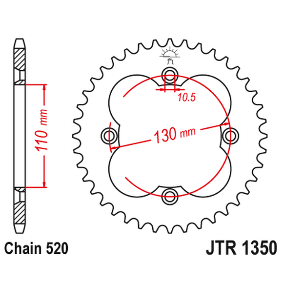 JT SPROCKETS Bakdrev Dinli 450 & Honda TRX300/400/450 40 Kuggar