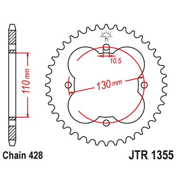 JT SPROCKETS Bakdrev Honda TRX90 50 Kuggar