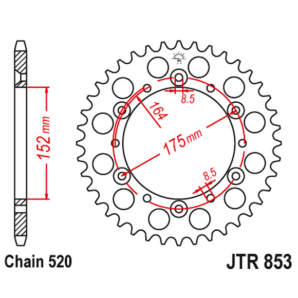 JT SPROCKETS Bakdrev Yamaha YFM350/660 & YFZ350 40 Kuggar