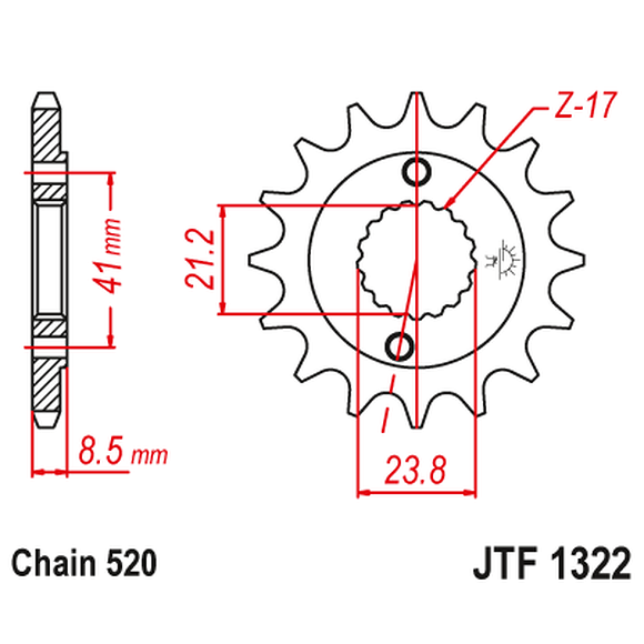 JT SPROCKETS Framdrev Honda TRX 400 15 Kuggar