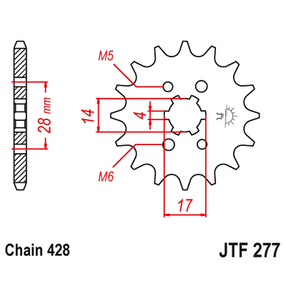 JT SPROCKETS Framdrev Honda TRX90 13 Kuggar