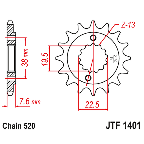 JT SPROCKETS Framdrev Suzuki LT-R450/LT-Z400 15 Kuggar