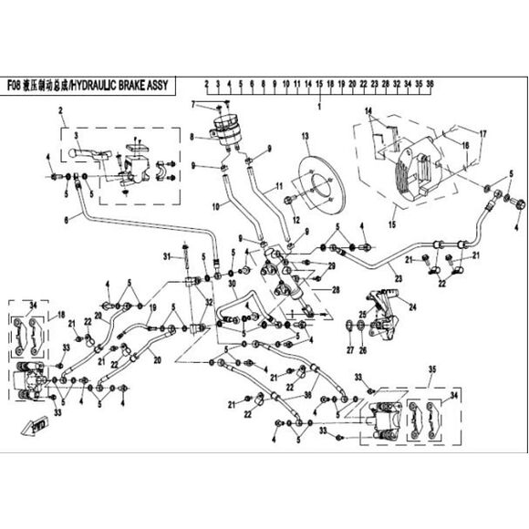 CF MOTO Bromsslang frambroms Höger CF Moto