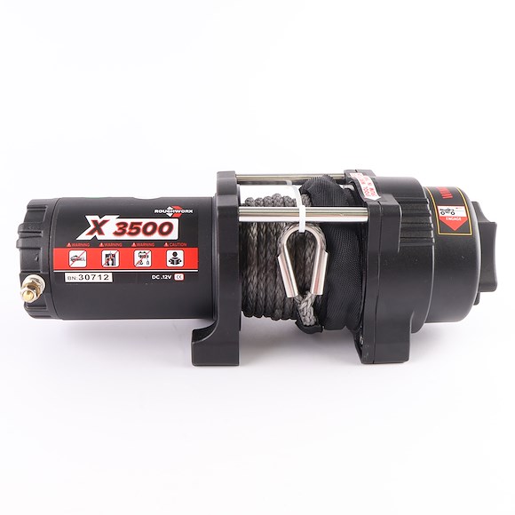 ROUGHWORX Vagn/Redskaps Vinsch 12v 1588KG - 3500LBS Syntetlina - Med Snabbkablage
