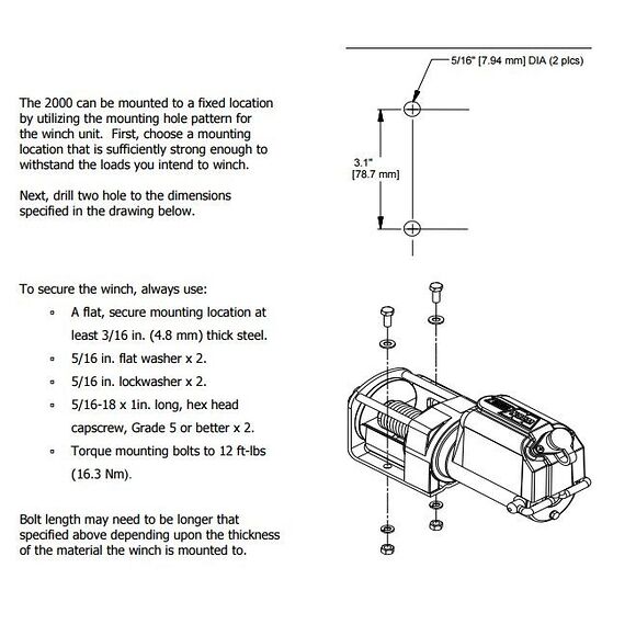 WARN WARN DC 2000 WORKS UTILITY VINSCH 12V