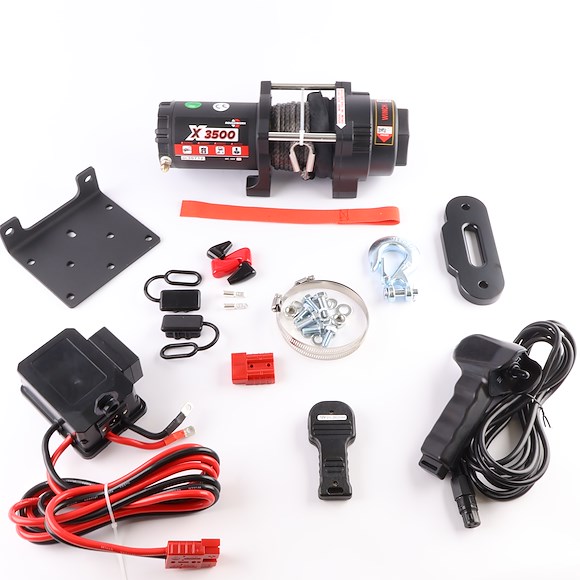 ROUGHWORX Vagn/Redskaps Vinsch 12v 1588KG - 3500LBS Syntetlina - Med Snabbkablage